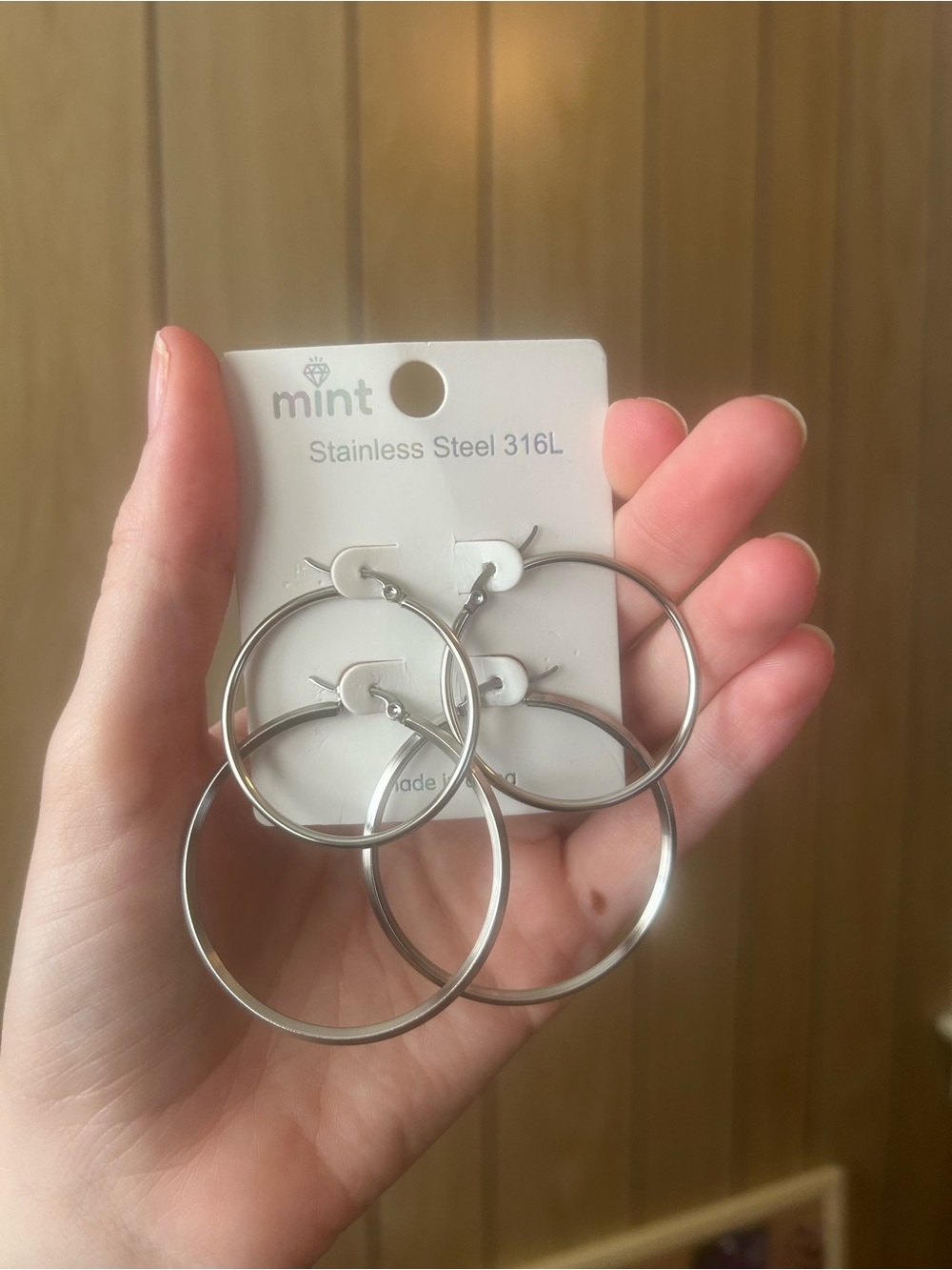 Silver hoop earrings- set of two